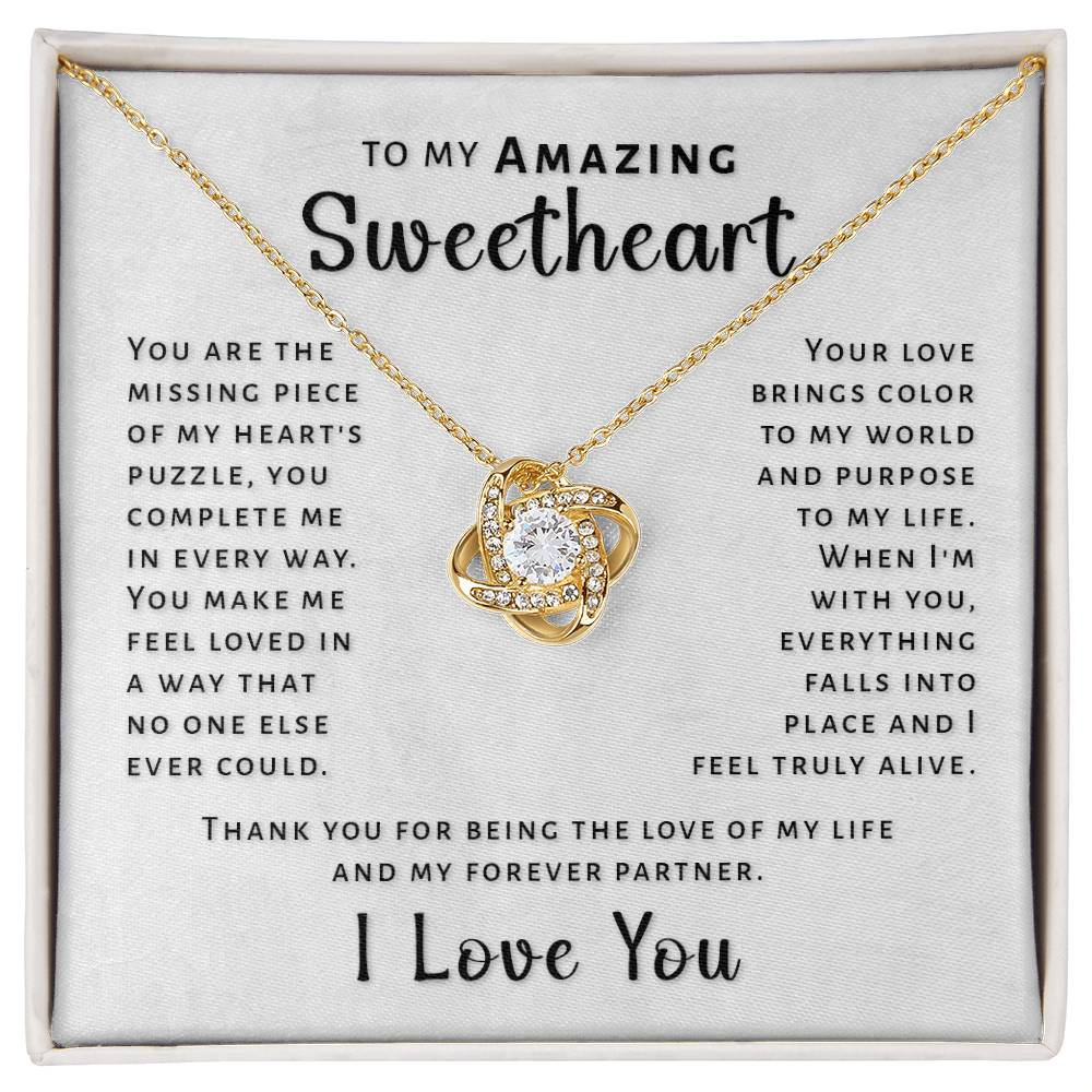 Gift For Sweetheart - Heart's Puzzle Love Knot Necklace