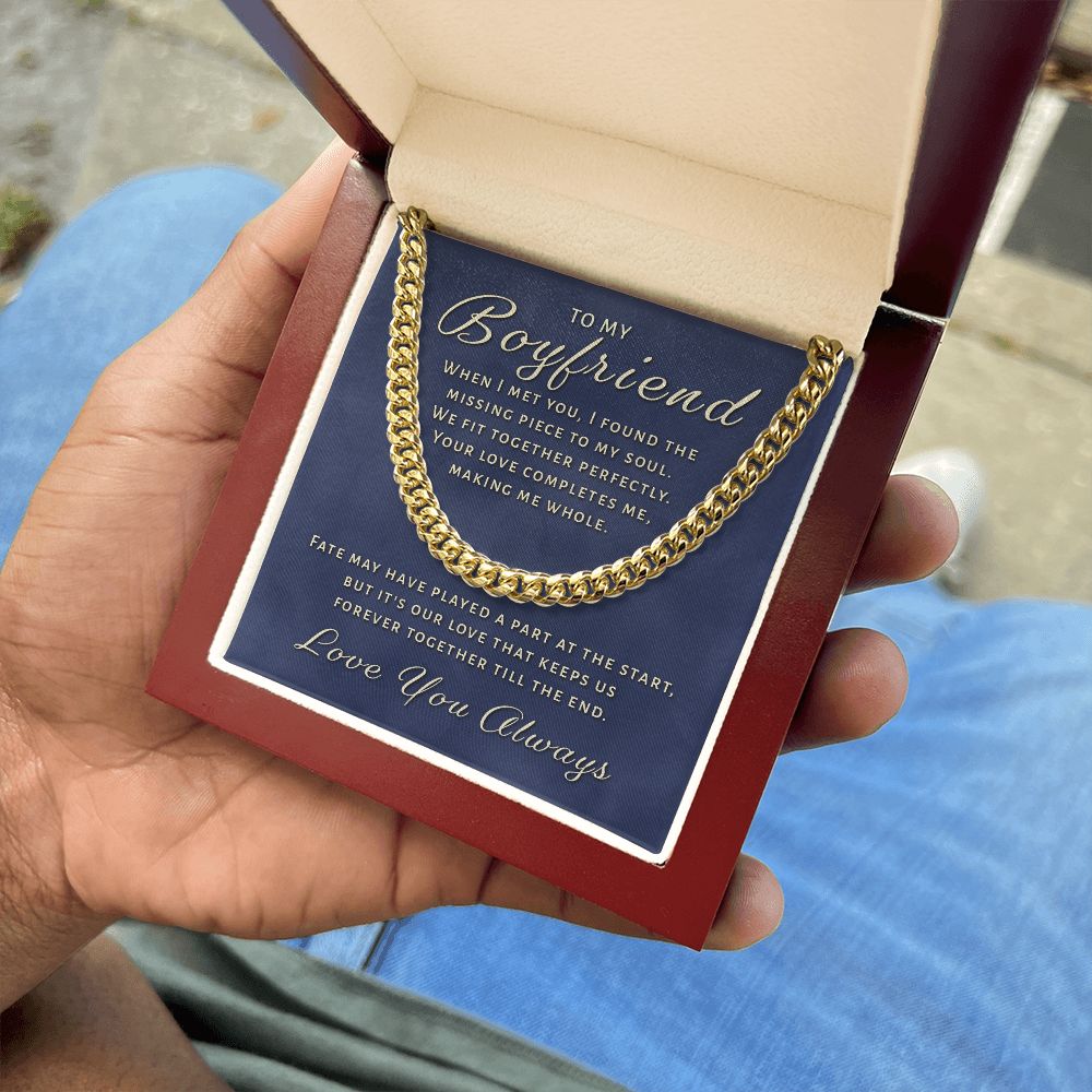 Sentimental Gifts for Boyfriend - to My Boyfriend Necklace, Cuban Link Chain (Stainless Steel)
