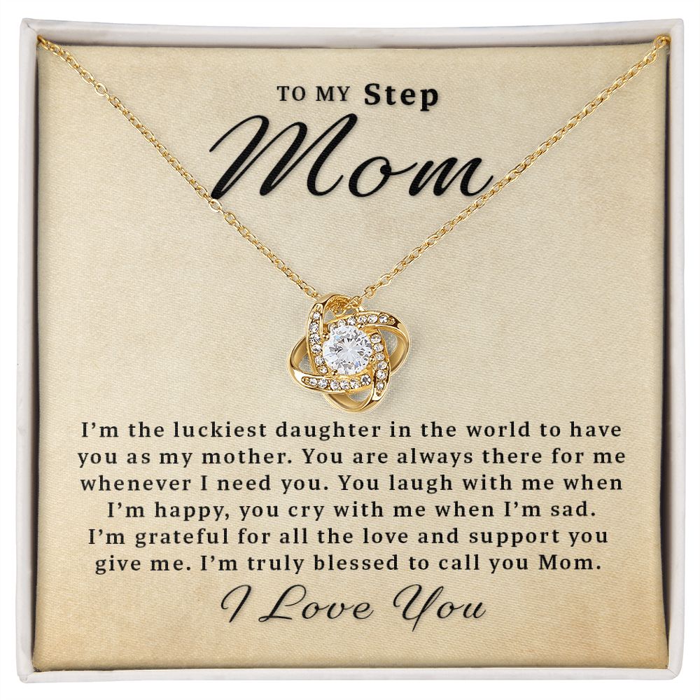 Gift For Step Mom From Daughter - There for Me Love Knot Necklace