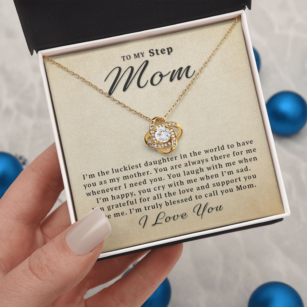 Gift For Step Mom From Daughter - There for Me Love Knot Necklace