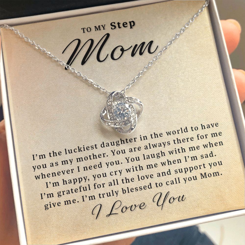 Gift For Step Mom From Daughter - There for Me Love Knot Necklace