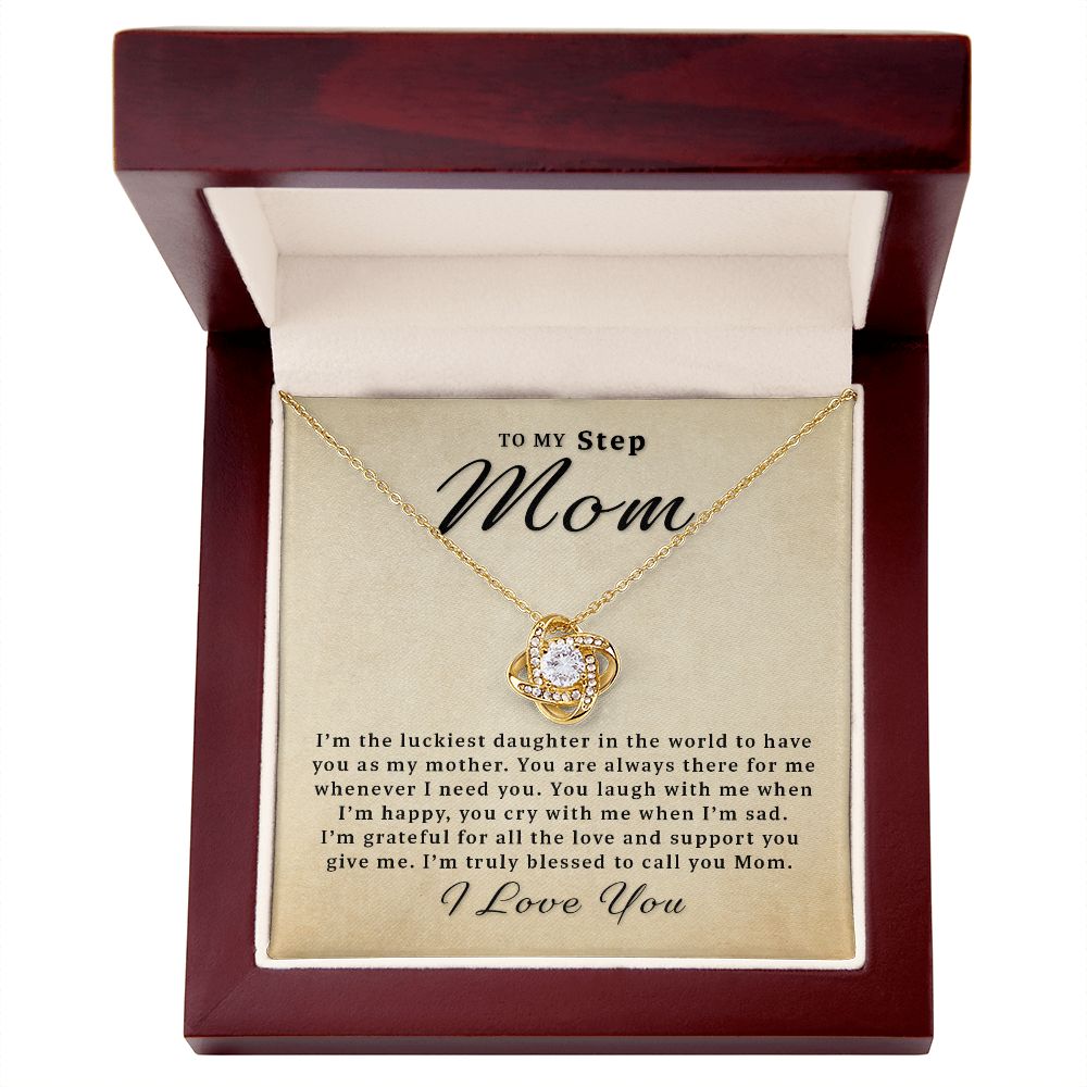 Gift For Step Mom From Daughter - There for Me Love Knot Necklace