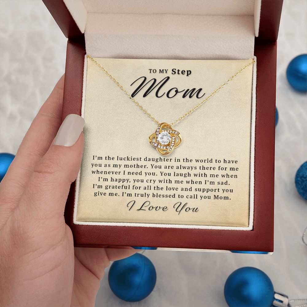 Gift For Step Mom From Daughter - There for Me Love Knot Necklace